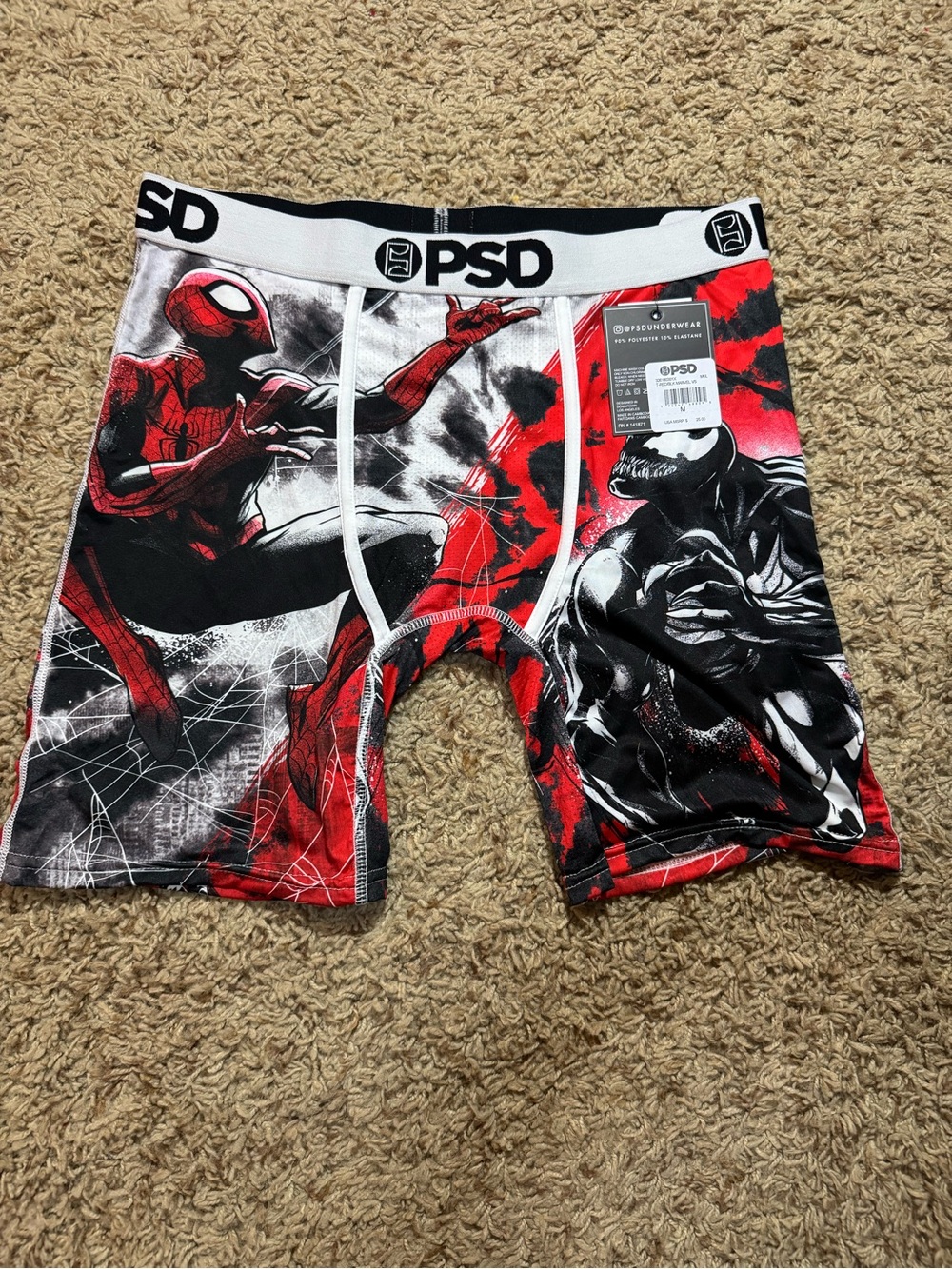 PSD Marvel Spider-Man Venom Boxer Briefs Red Black Men’s M NWT